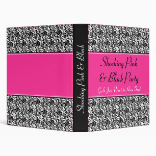 Shocking Pink & Black Bachelorette Party, Birthday Binder