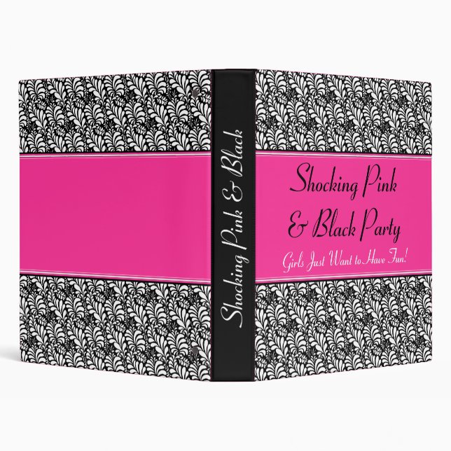 Shocking Pink & Black Bachelorette Party, Birthday Binder (Background)