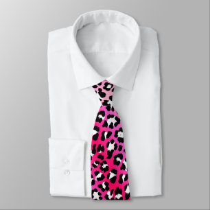 Shocking Pink Leopard Print 80s-Inspired Punk Tie