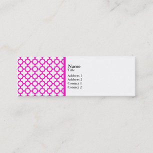 Shocking Pink Quatrefoil Pattern Mini Business Card
