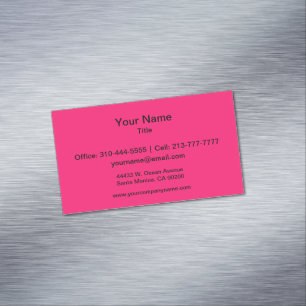 Shocking Pink Solid Colour Customize It Magnetic Business Card
