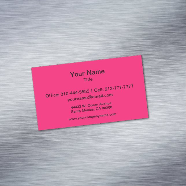 Shocking Pink Solid Colour Customize It Magnetic Business Card (In Situ)