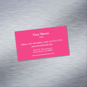 Shocking Pink Solid Colour Customize It Magnetic Business Card