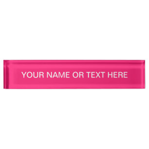 Shocking Pink Solid Colour Customize It Nameplate