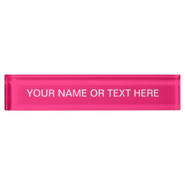 Shocking Pink Solid Colour Customize It Nameplate (Front)