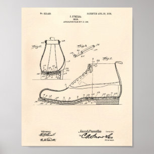Shoe 1906 Patent Art Old Peper Poster
