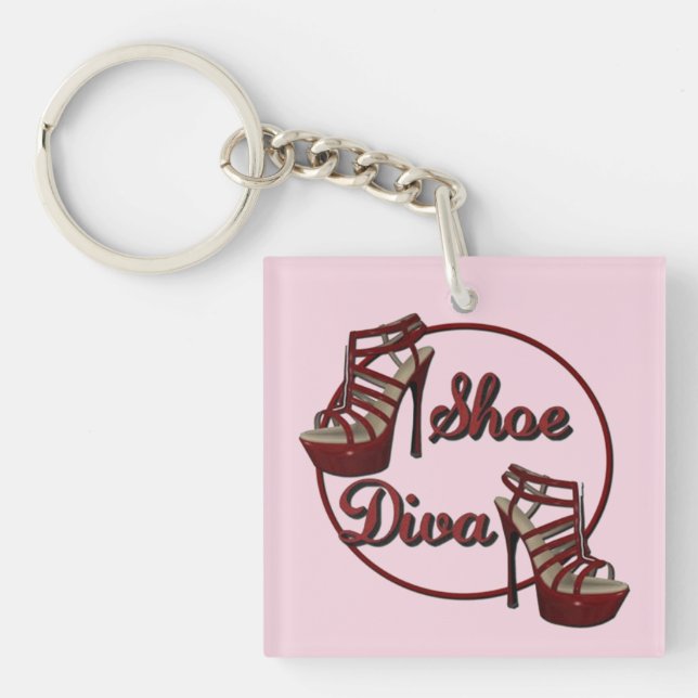 Shoe Diva Women's Humour Pink Key Chain (Front)