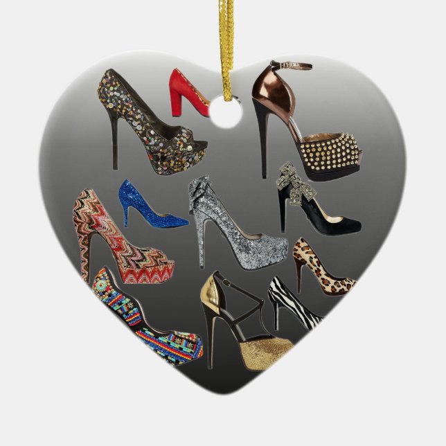 Shoe High Heels Collage Customize Ceramic Ornament (Front)