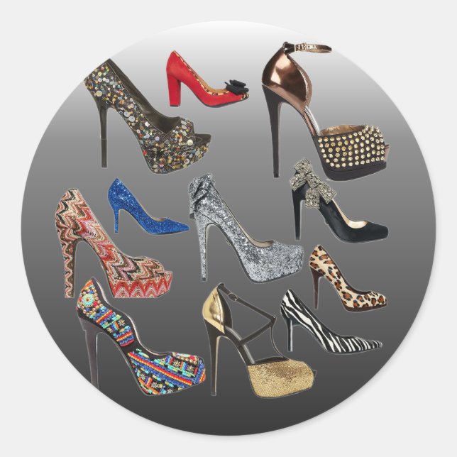 Shoe High Heels Collage Customize Classic Round Sticker (Front)