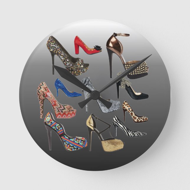 Shoe High Heels Collage Customize Round Clock (Front)
