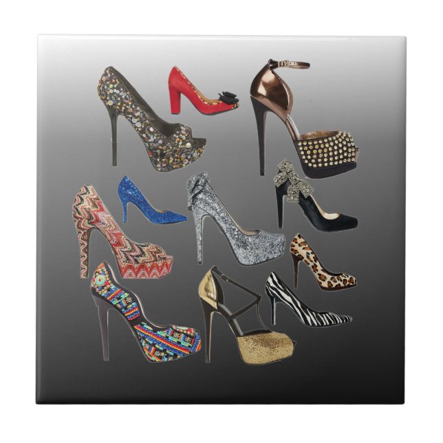 Shoe High Heels Collage Customize Tile (Front)