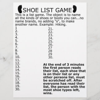 SHOE LIST GAME LETTERHEAD