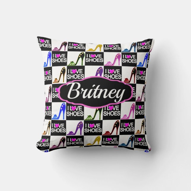 SHOE LOVER AND STILETTOS PERSONALIZED THROW PILLOW (Front)