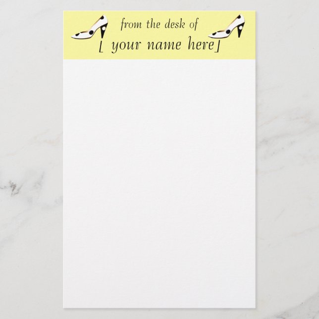 Shoe Lover Cute Stationery Design Yellow (Front)