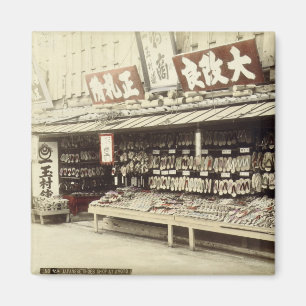Shoe shop in Kyoto, c.1890 (hand-coloured photo) Magnet
