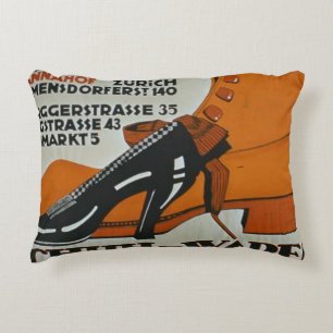 'Shoe Shops', Zurich (colour litho) Decorative Pillow