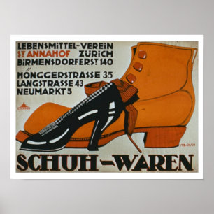 'Shoe Shops', Zurich (colour litho) Poster