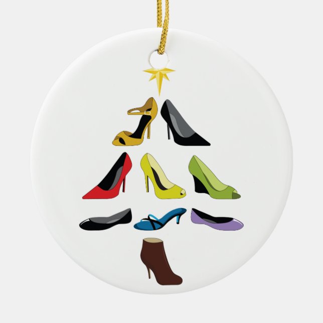 Shoe Tree Ceramic Ornament (Front)
