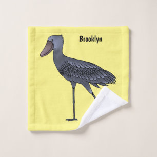 Shoebill bird cartoon illustration bath towel set