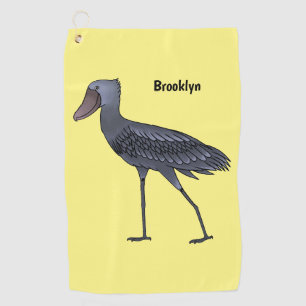 Shoebill bird cartoon illustration golf towel