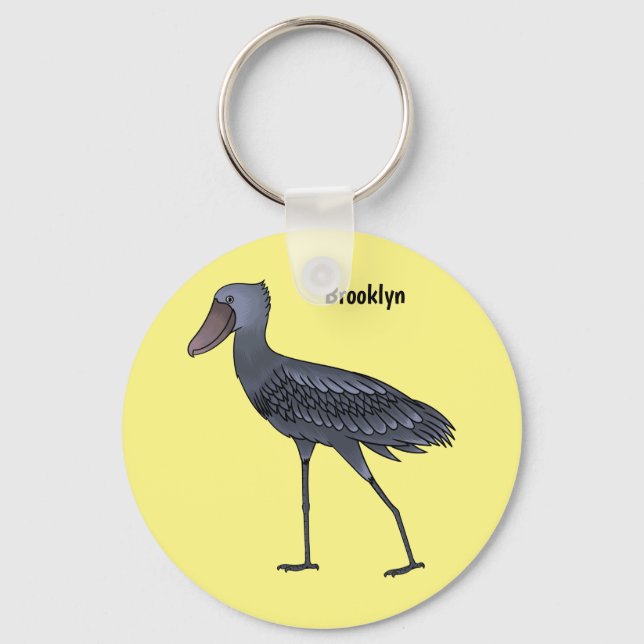 Shoebill bird cartoon illustration keychain (Front)