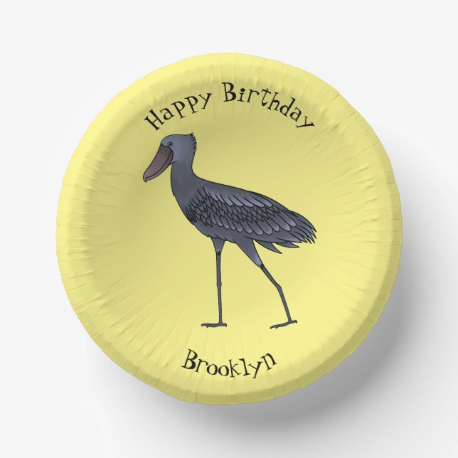 Shoebill bird cartoon illustration  paper plate (Front)