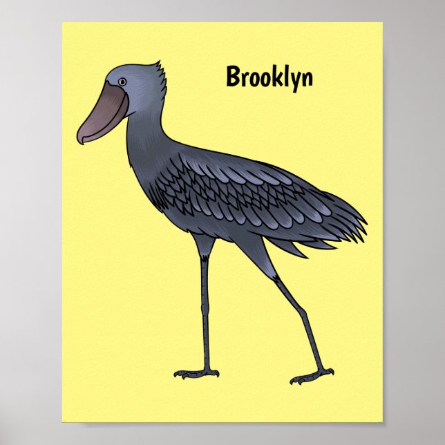 Shoebill bird cartoon illustration  poster (Front)