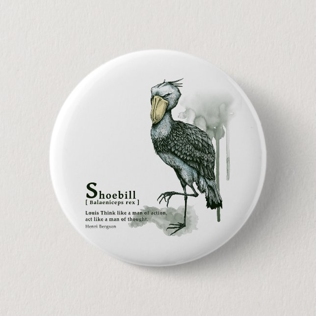 shoebill - ink 2 inch round button (Front)