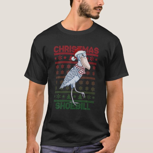 Shoebill Santa Hat Ugly Sweater Christmas Bird Lov (Front)