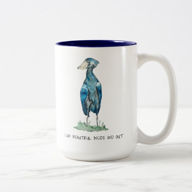 Shoebill Stork Affirmations Two-Tone Coffee Mug (Right)