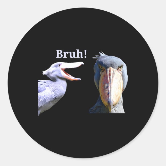 Shoebill Stork Bruh Giant Bird Classic Round Sticker (Front)