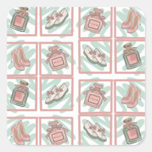 Shoes and Fun Squares Shoe Lovers Pastel Colours Square Sticker