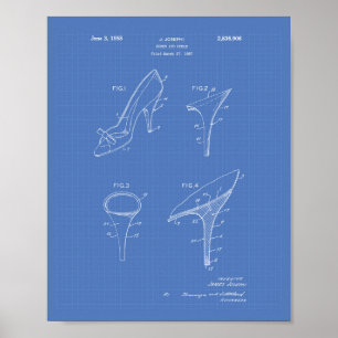 Shoes and Heels 1958 Patent Art Blueprint Poster