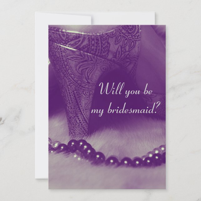 shoes and pearls will you be my bridesmaid invitation (Front)