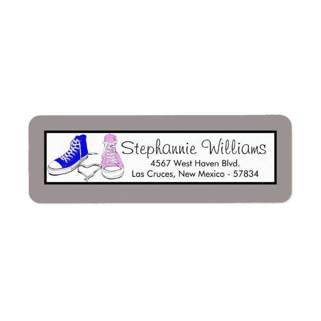 Shoes Blue/Pink Wedding Return Address Label (Front)