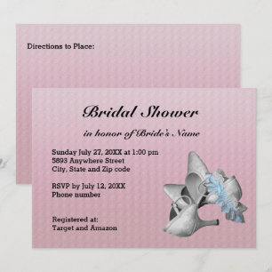 Shoes, Garter Belt & Pink Texture Bridal Shower Invitation