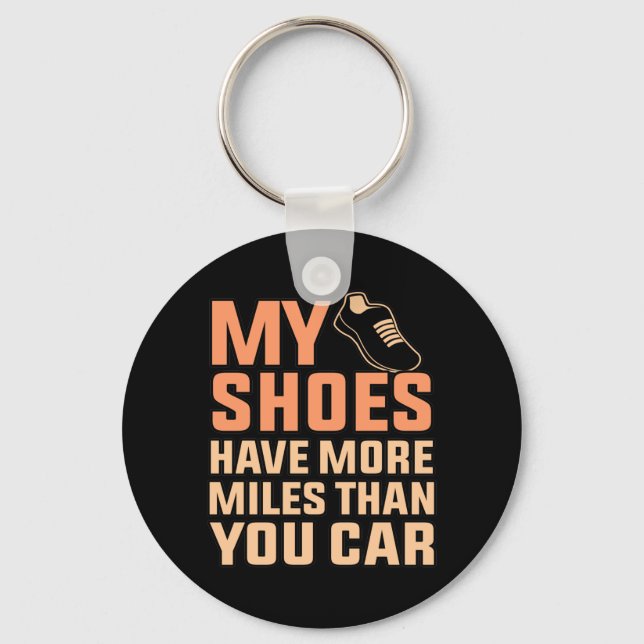 Shoes Have More Miles Half Marathon Running Runner Keychain (Front)