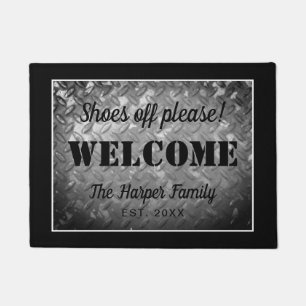 Shoes of please steel plate sign family welcome doormat