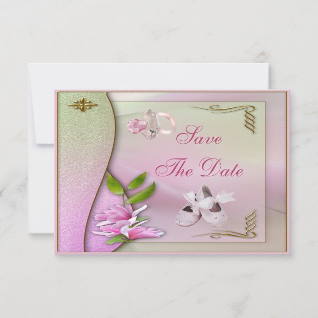 Shoes, Pacifier & Magnolia Save The Date Shower (Front)