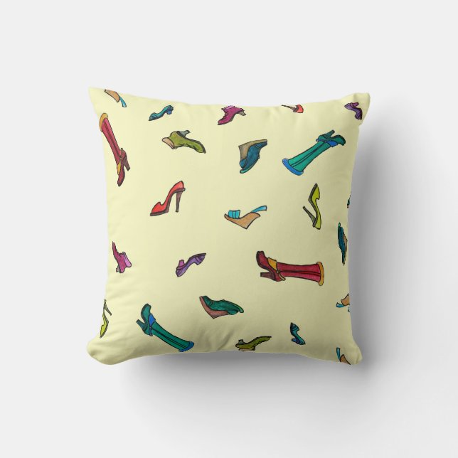 Shoes watercolor seamless pattern throw pillow (Front)