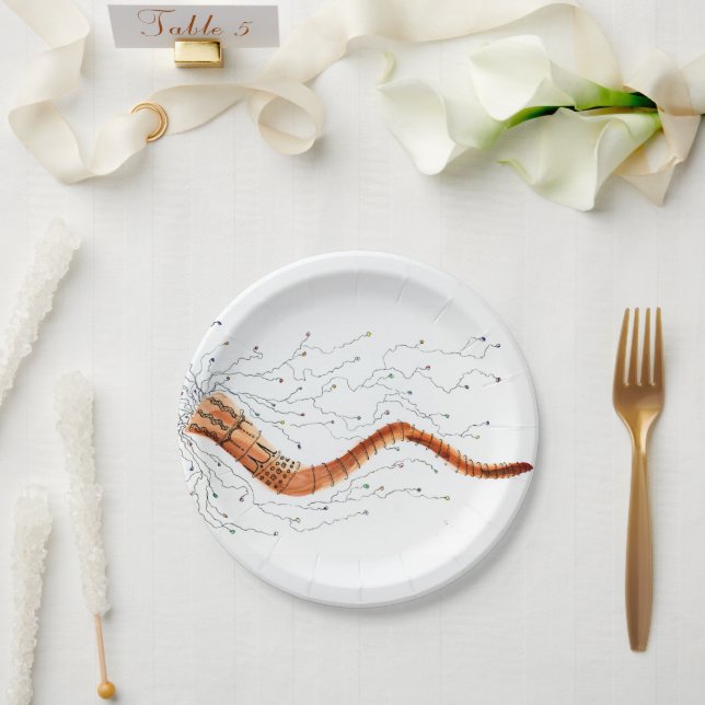 Shofar Blowing Paper Plate for Rosh HaShana (Wedding)