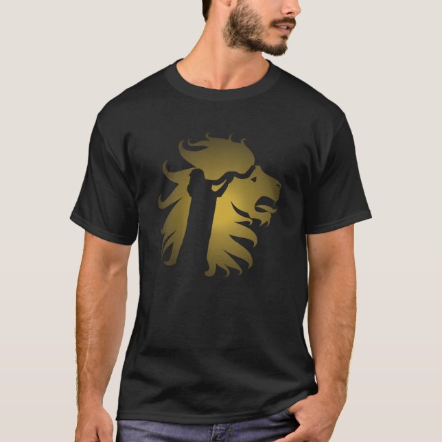 Shofar in the Lion of Judah in Gold T-Shirt (Front)
