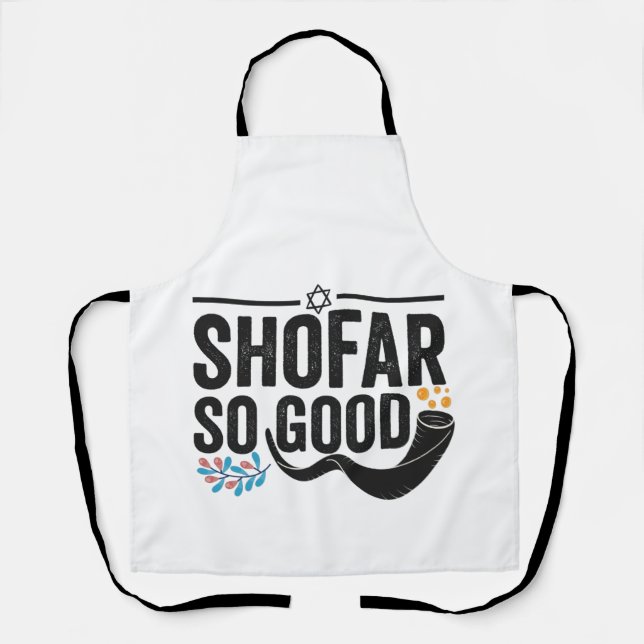 Shofar So good Funny Jewish Hanukkah Holiday Gift Apron (Front)