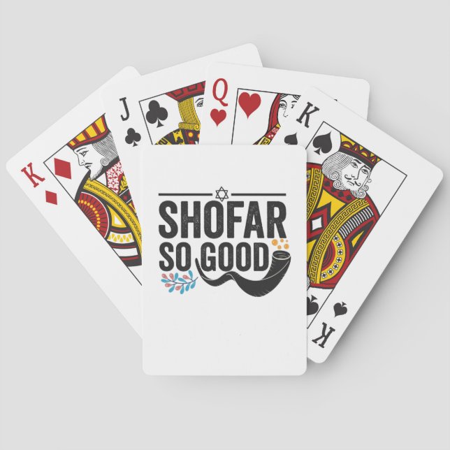 Shofar So good Funny Jewish Hanukkah Holiday Gift Playing Cards (Back)