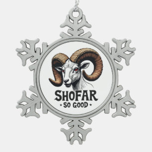 Shofar so good Jewish Goat Hanukkah Lovers  Snowflake Pewter Christmas Ornament