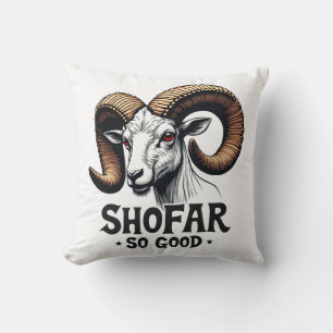 Shofar so good Jewish Goat Hanukkah Lovers Throw Pillow