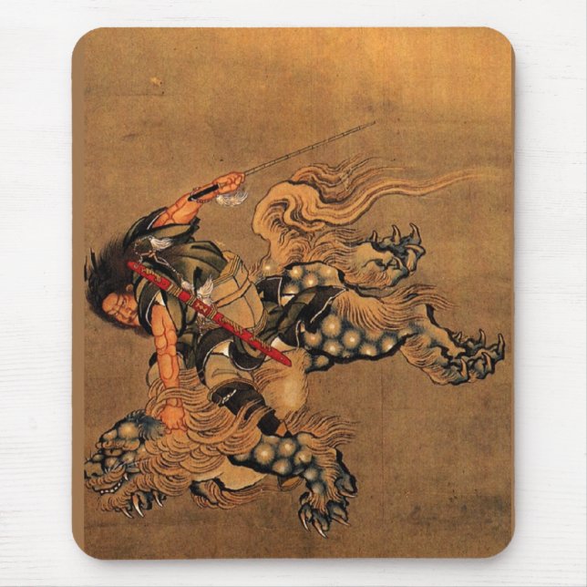 Shoki Riding A Shishi Lion Mouse Pad (Front)