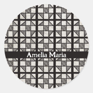 Shoo Fly Patchwork Block Classic Round Sticker