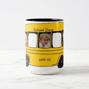 Shool Days School Bus Photo Two-Tone Coffee Mug
