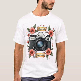 Shoot Film Stay Broke - Vintage Camera Hand-Drawn  T-Shirt